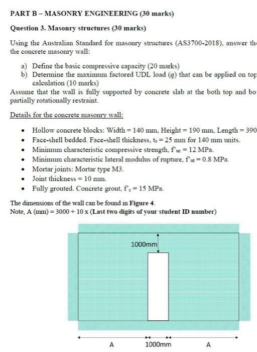 Question 3. Masonry structures ( 30 marks) Using the