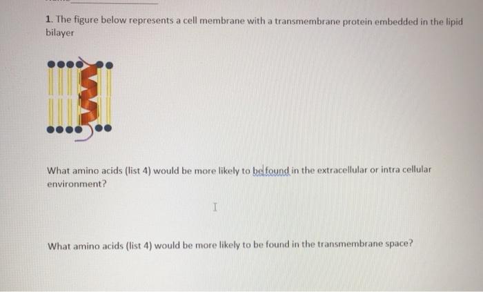 Solved 1. The figure below represents a cell membrane with a | Chegg.com