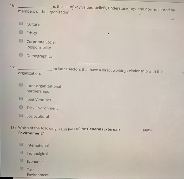 16) is the set of key values, beliefs, understandings, and norms shared by members of the organization. Culture Ethics Corpor