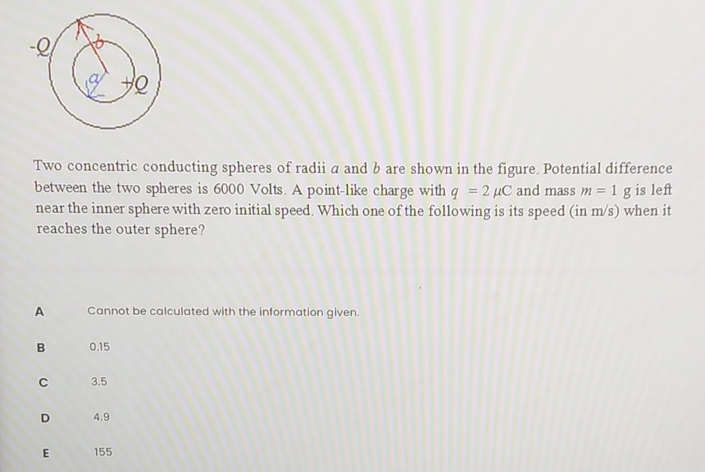 Two Concentric Conducting Spheres Of Radii A And B | Chegg.com