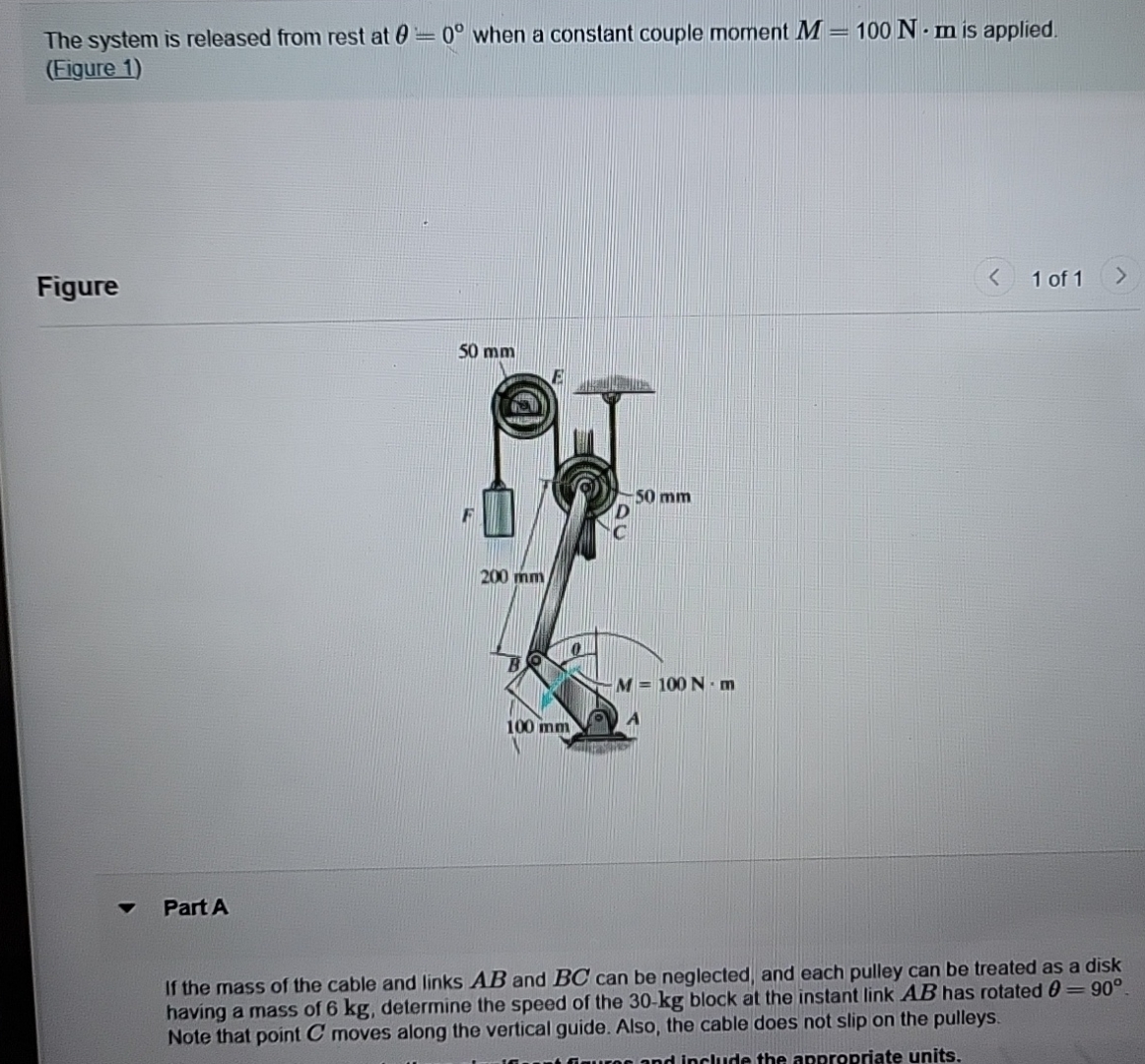 Solved The system is released from rest at θ=0° ﻿when a | Chegg.com