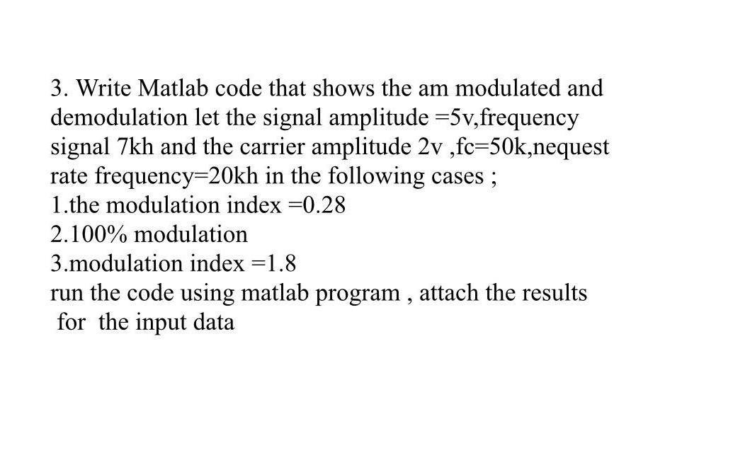 3. Write Matlab Code That Shows The Am Modulated And | Chegg.com