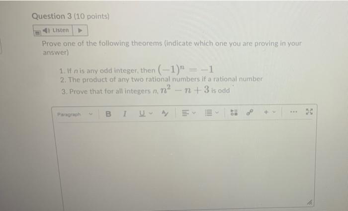 Solved Question 3 (10 Points) Listen Prove One Of The | Chegg.com