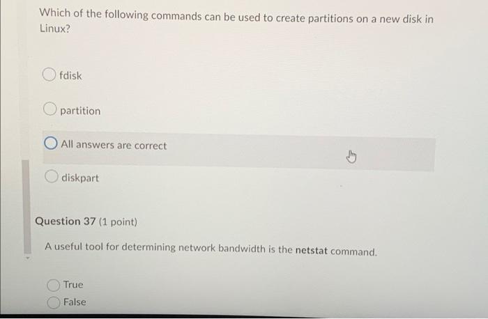 Solved Which of the following commands can be used to create | Chegg.com