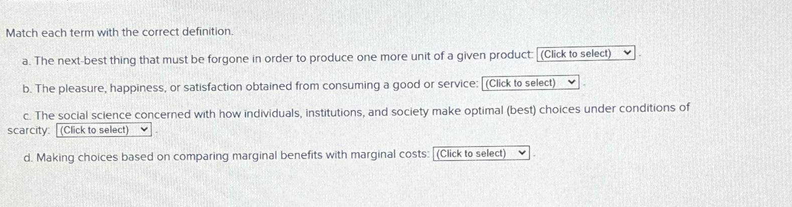 Solved Match Each Term With The Correct Definition.a. ﻿The | Chegg.com