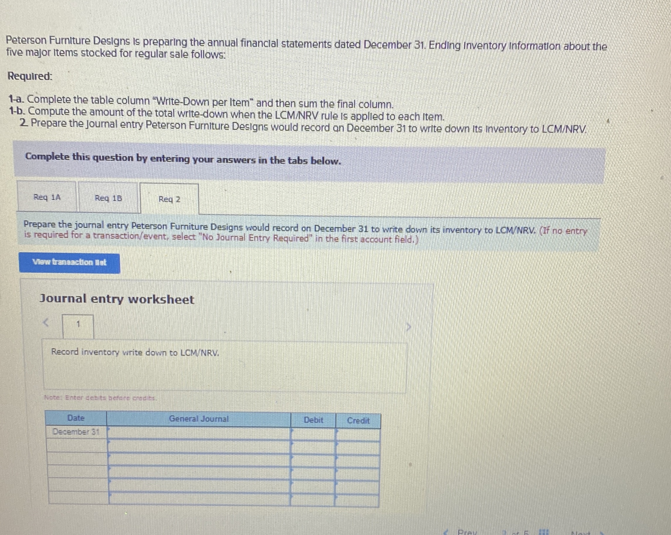 Solved Peterson Furniture Designs is preparing the annual