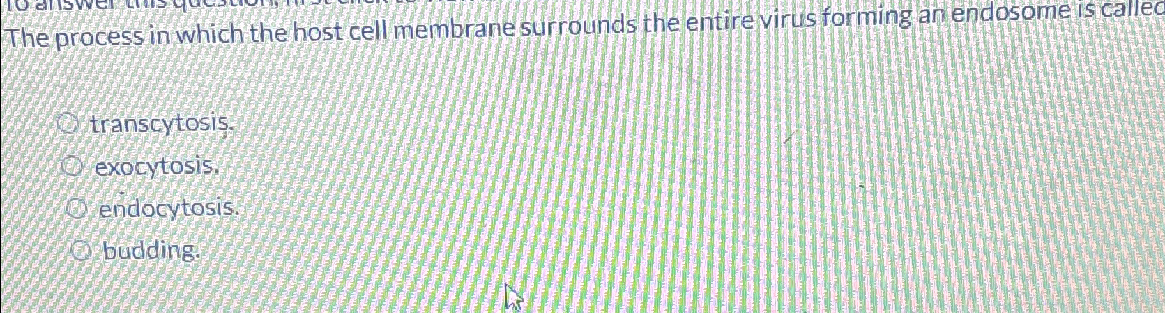 Solved The process in which the host cell membrane surrounds | Chegg.com