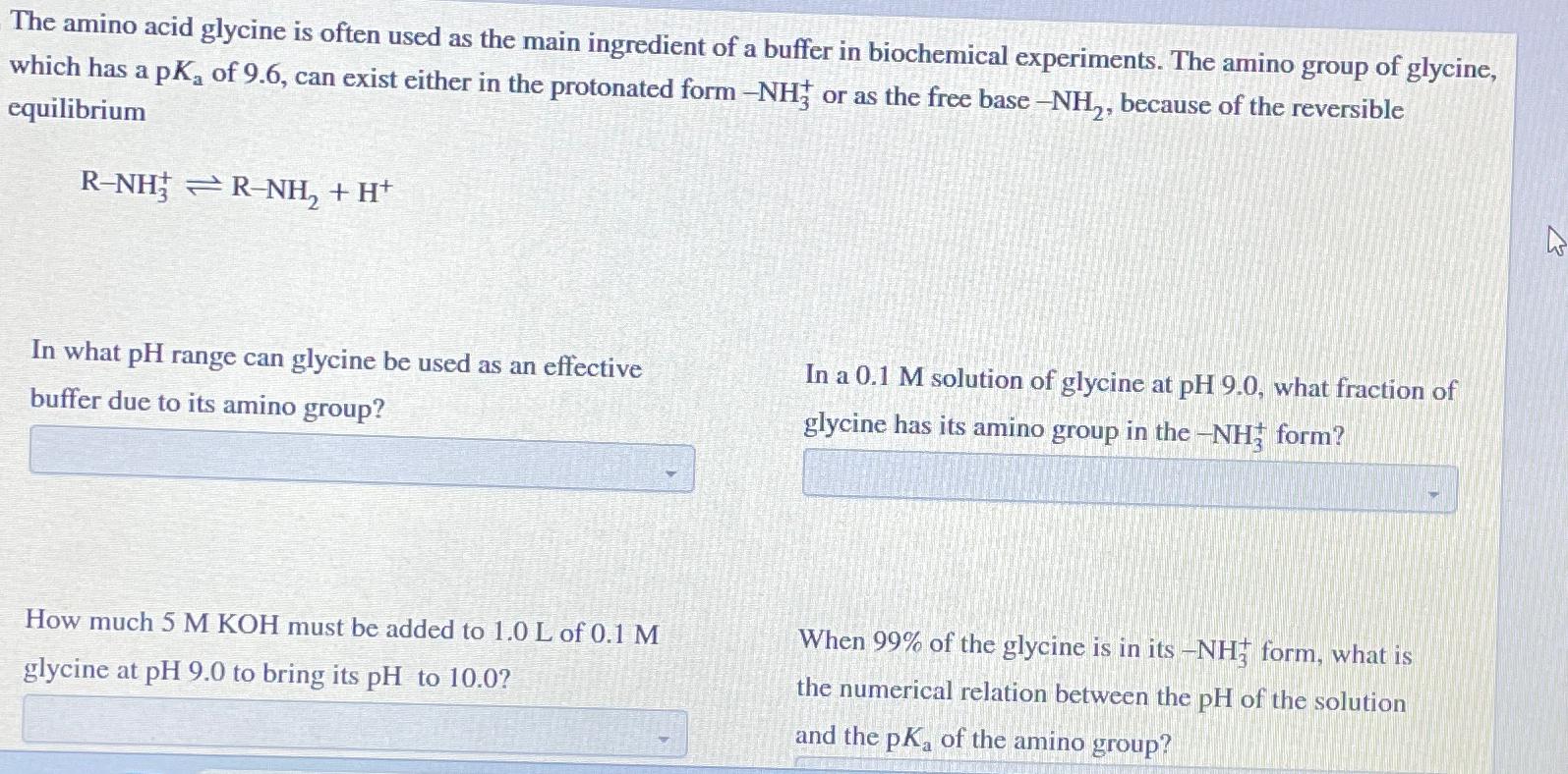 Solved The amino acid glycine is often used as the main