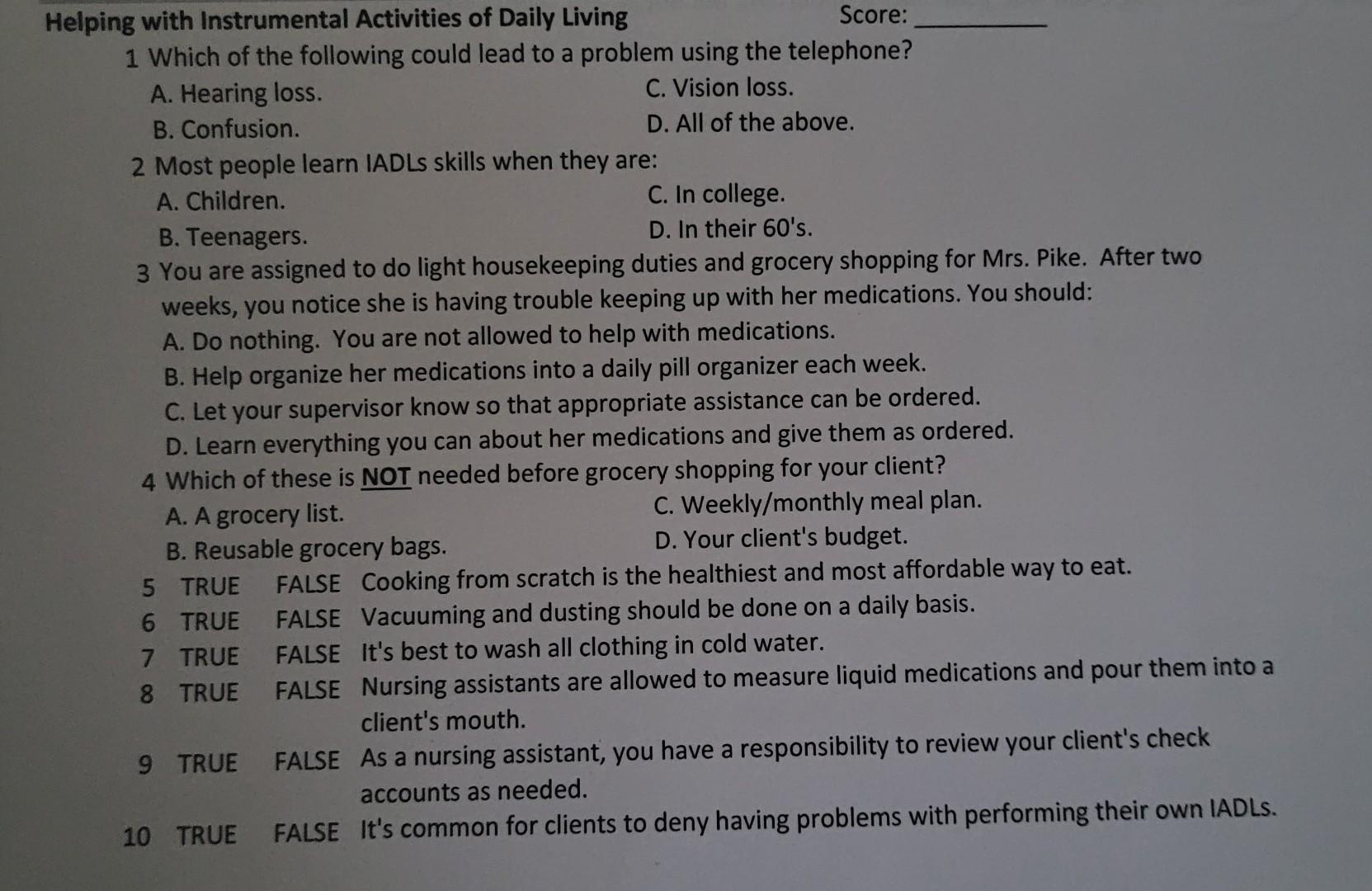 Solved 1 Which of the following could lead to a problem