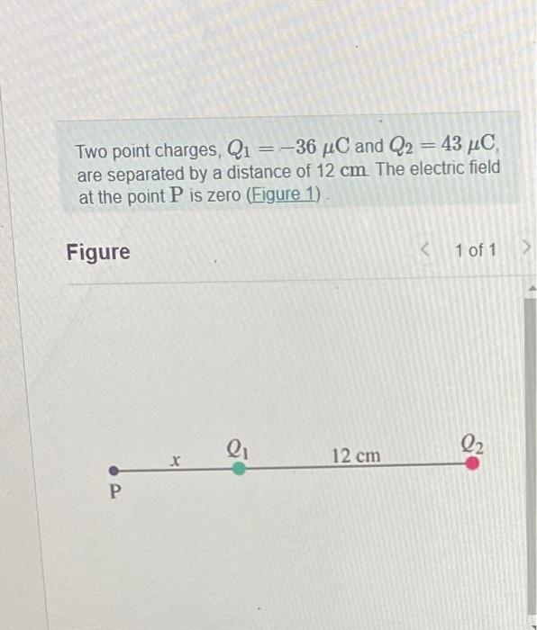 Solved Two Point Charges Q1−36μc And Q243μc Are 8432