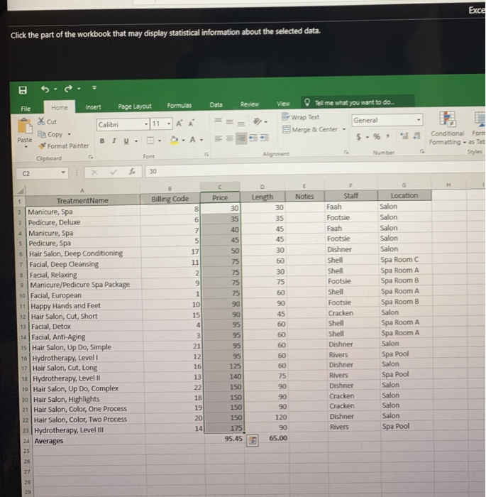 Exce Click the part of the workbook that may display | Chegg.com