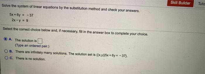 Solved Skill Builder Solve the system of linear equations by | Chegg.com