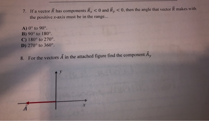 Solved 7 If A Vector R Has Components Rx 0 And Ry 0 Chegg Com