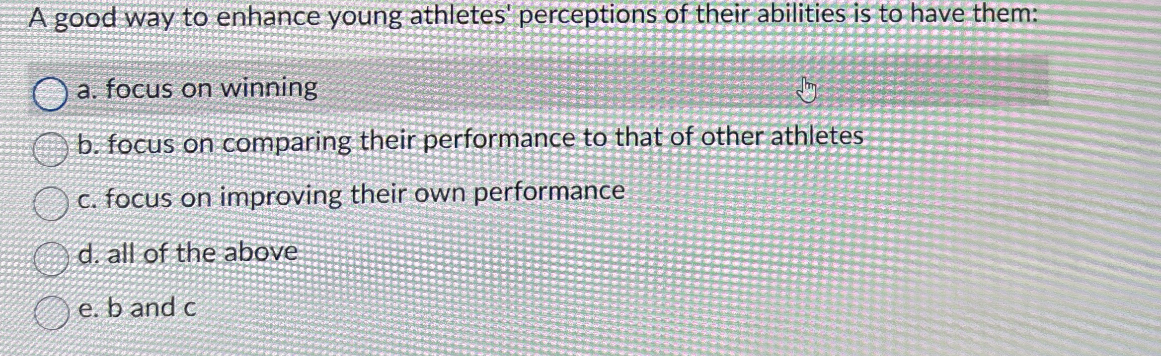 Solved A good way to enhance young athletes' perceptions of | Chegg.com