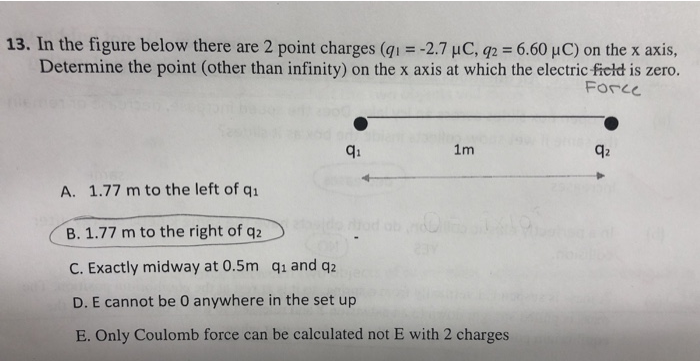 Solved 13. In the figure below there are 2 point charges (91 | Chegg.com