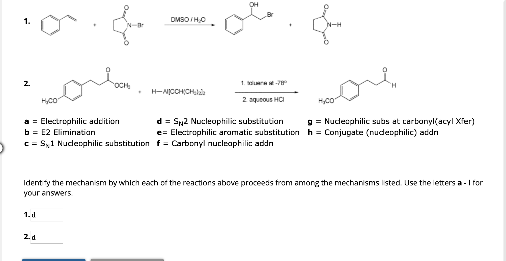 Solved Identify the mechanism by which each of the reactions | Chegg.com