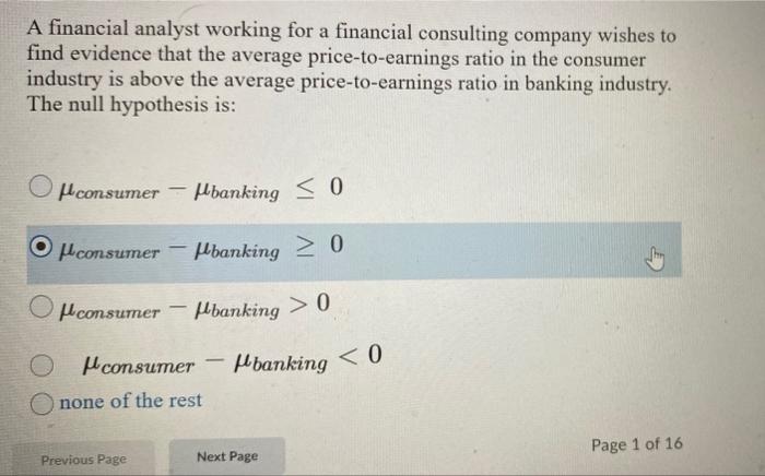 Solved A A Financial Analyst Working For A Financial | Chegg.com