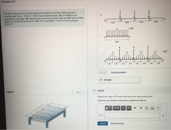 Solved Problem 2.3 The floor system used in a school | Chegg.com