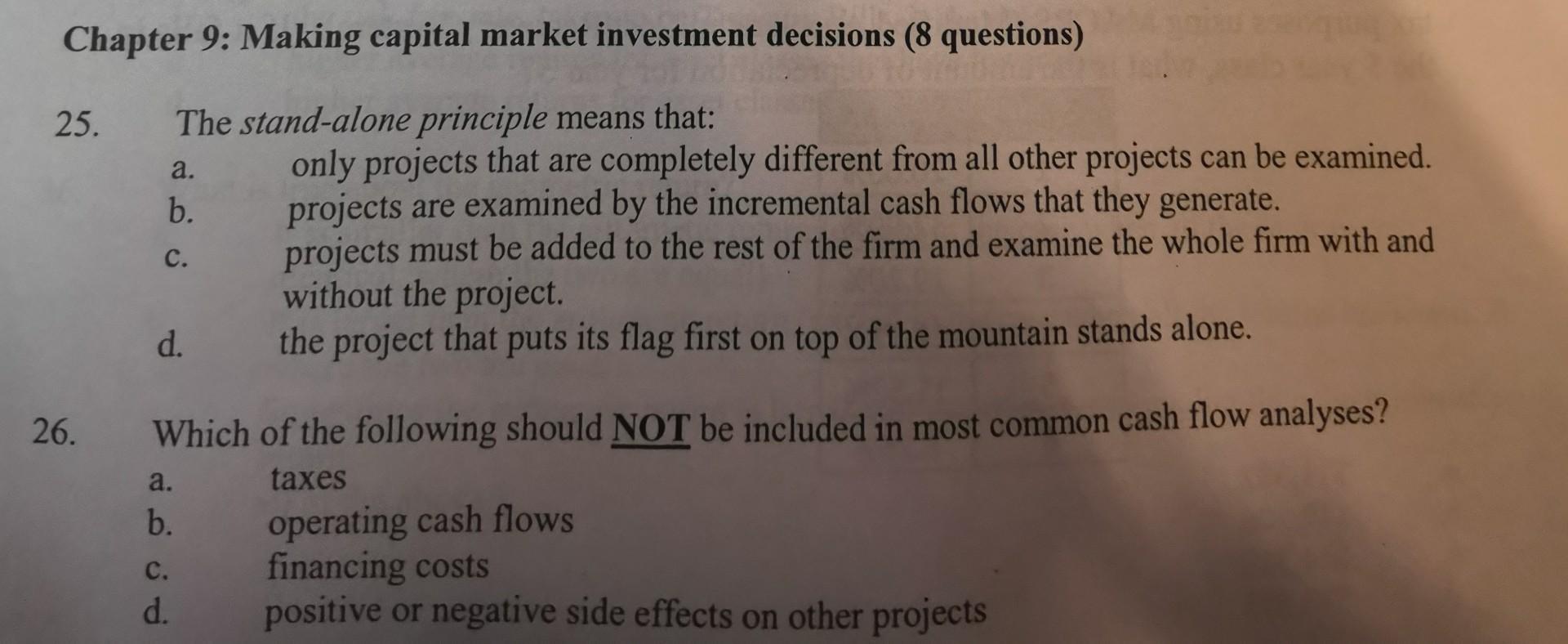 Solved Chapter 9: Making capital market investment decisions | Chegg.com
