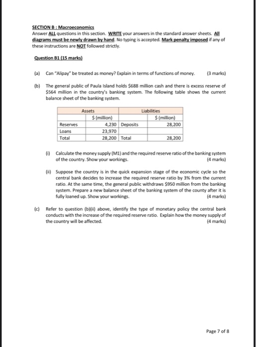 SECTION B: Macroeconomics Answer ALL Questions In | Chegg.com