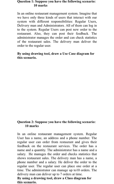 Solved Question 1: Suppose You Have The Following Scenario: | Chegg.com