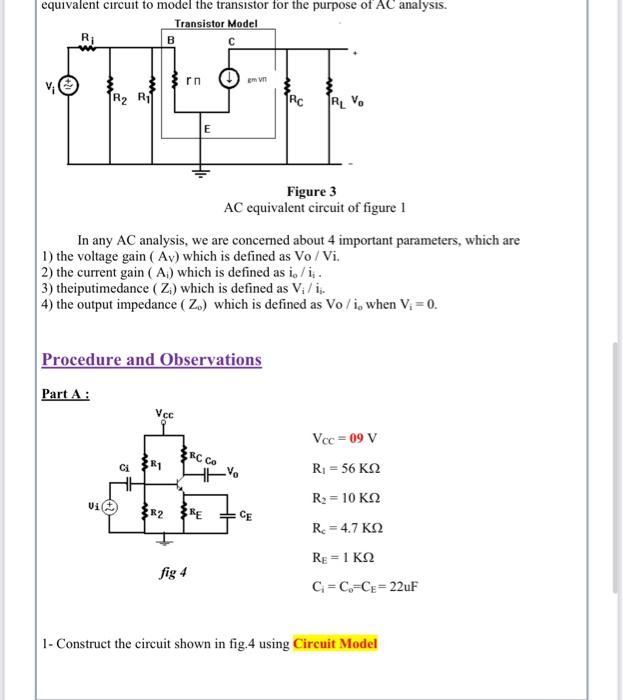 Solved equivalent circuit to model the transistor for the | Chegg.com