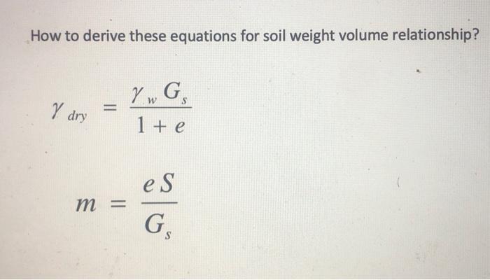 Solved How to derive these equations for soil weight volume | Chegg.com