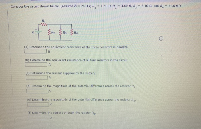 Solved Consider the circuit shown below. (Assume € - 24.0 V, | Chegg.com