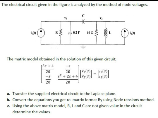Solved The electrical circuit given in the figure is | Chegg.com