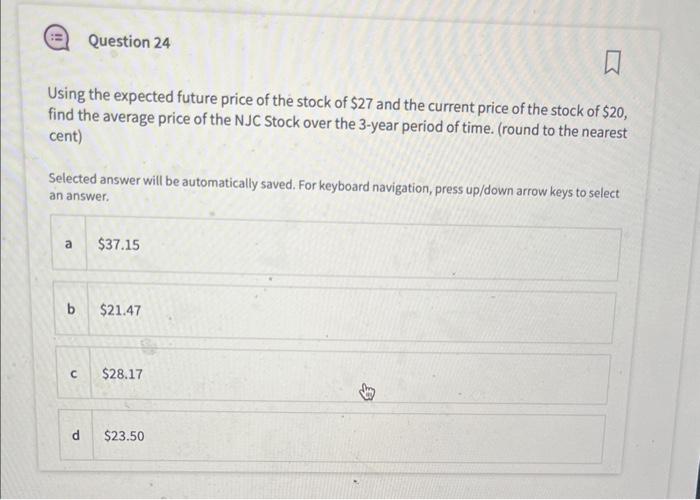 Solved Using the expected future price of the stock of $27 | Chegg.com