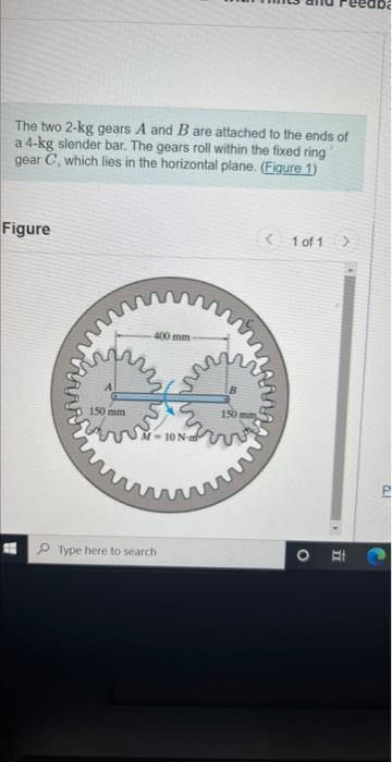 Solved The Two 2-kg Gears A And B Are Attached To The Ends | Chegg.com