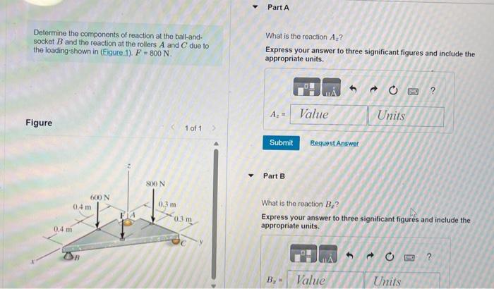 Solved Determine The Components Of Reaction At The | Chegg.com