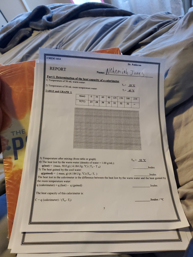 Solved CHEM 1414 Dr Pahlawan REPORT e Nehemiah Jonas Name: Chegg com