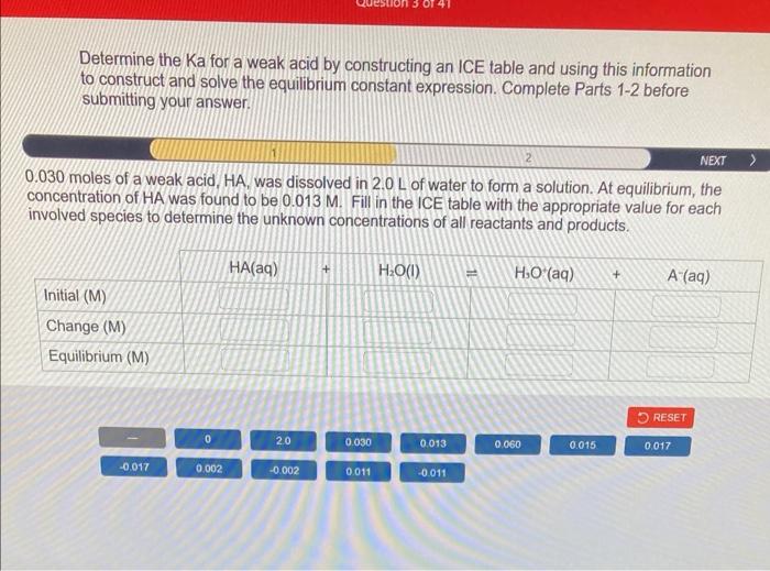 [Solved] Determine the Ka for a weak acid by constructing