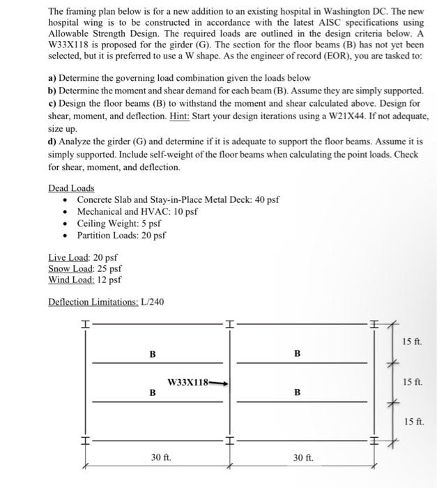 The framing plan below is for a new addition to an | Chegg.com