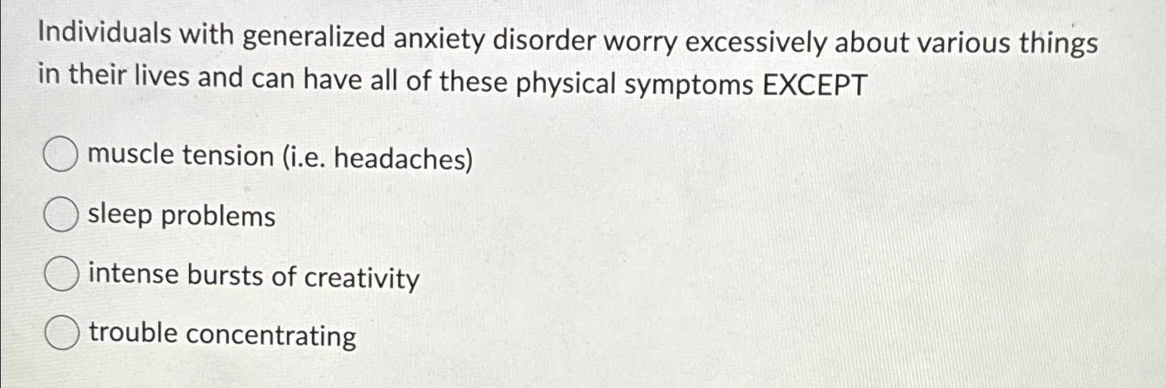 Solved Individuals with generalized anxiety disorder worry | Chegg.com