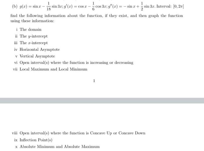 Solved 1 B G X Sin Sin 3 4 X Cos 2 18 Cos 3 Chegg Com