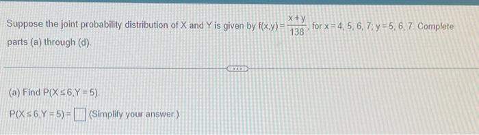 Solved Suppose The Joint Probability Distribution Of X And Y | Chegg.com