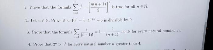 Solved TI non 1. Prove that the formula is true for all n E | Chegg.com