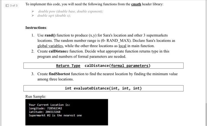 Solved Task3: Find the Nearest Location Write a program to | Chegg.com