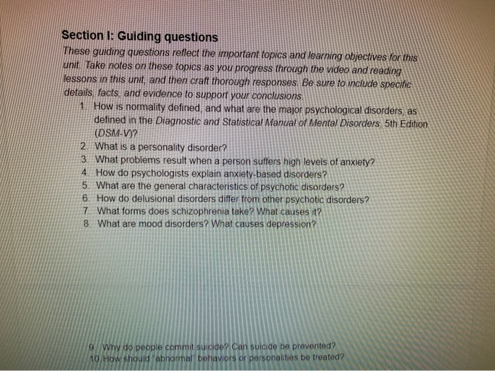 Solved Section 1 Guiding questions These guiding questions