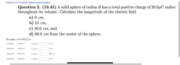 Solved Question 2. (19.45) A solid sphere of radius R has a | Chegg.com