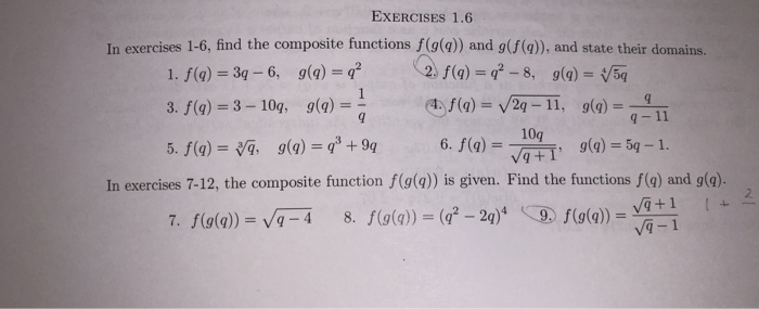 Solved 9 Exercises 1 6 In Exercises 1 6 Find The Composi Chegg Com