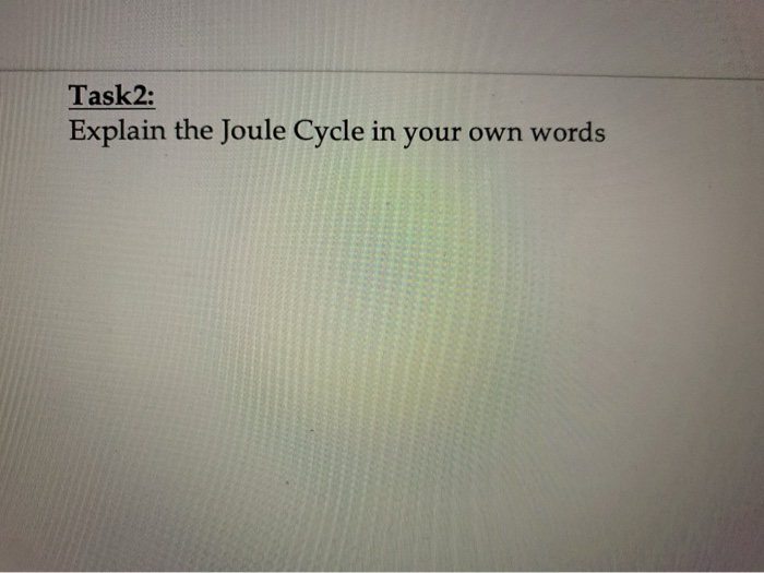 Solved Task 2 Explain the Joule Cycle in your own words