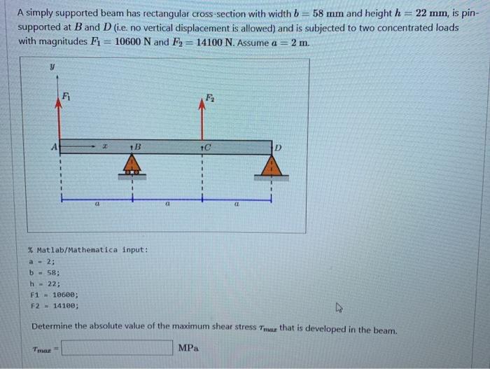 Solved A simply supported beam has rectangular cross section | Chegg.com