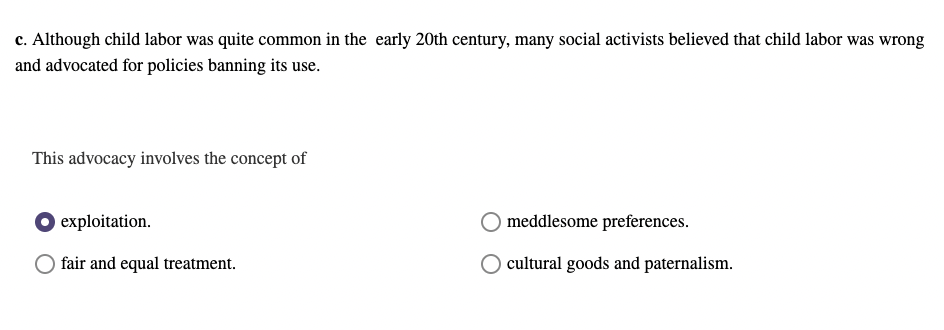 Solved c. ﻿Although child labor was quite common in the | Chegg.com
