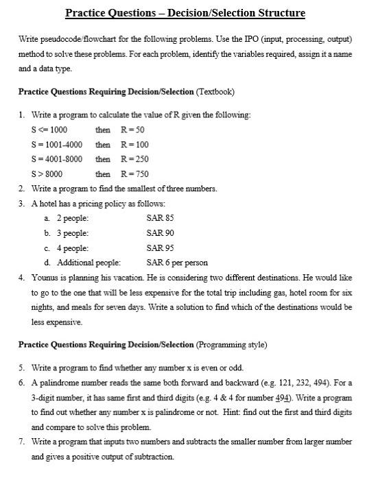 Solved Write pesudocode/flowchart for the following | Chegg.com