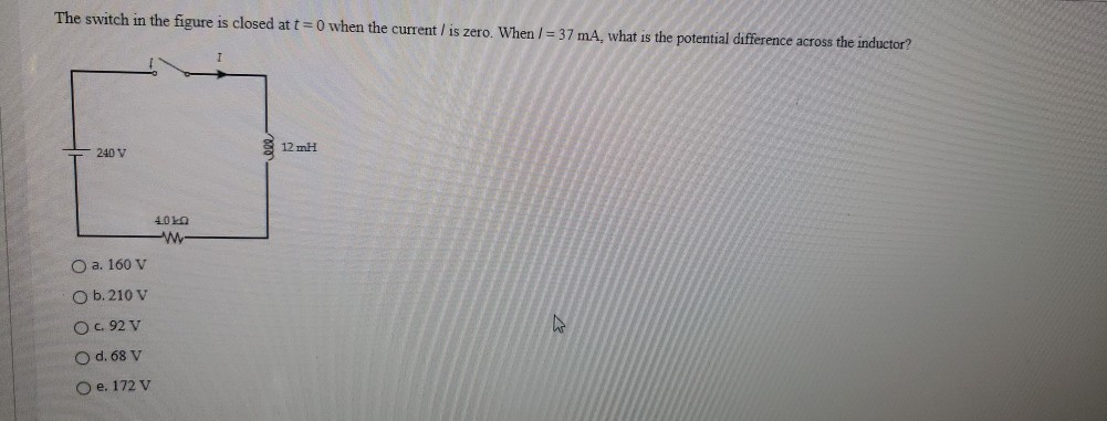 Solved The switch in the figure is closed at t=0 when the | Chegg.com