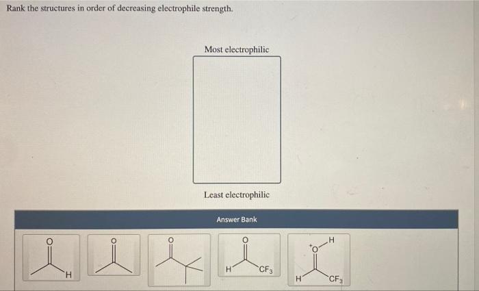 Rank The Following Structures In Order Of Decreasing Electrophile Strength