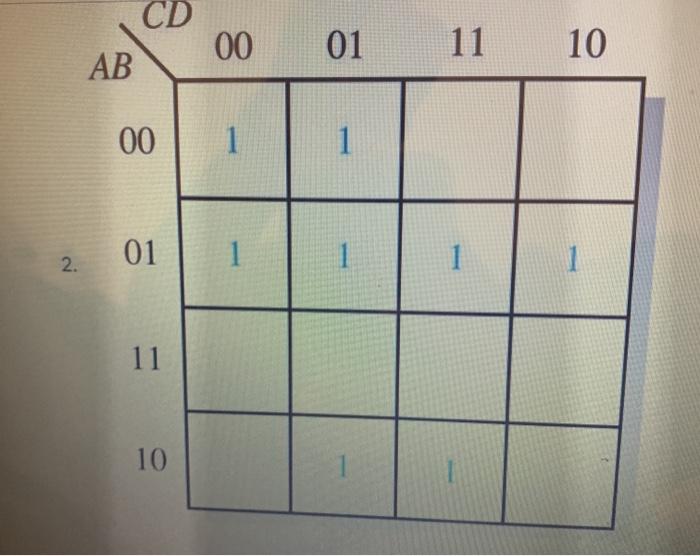 Solved CD 00 AB 01 11 10 00 1 1 01 1 2. I 11 10 | Chegg.com